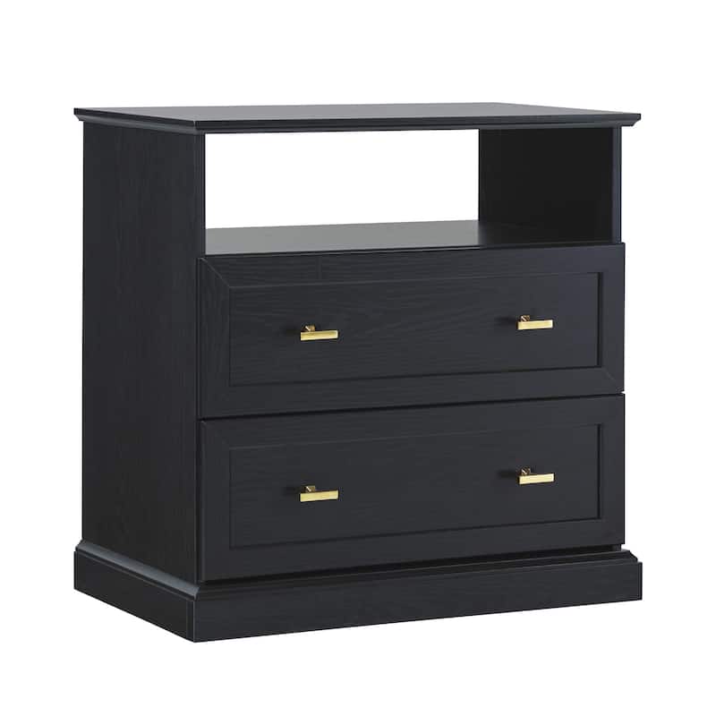 Walker Edison Modern Farmhouse Nightstand with Open Shelf