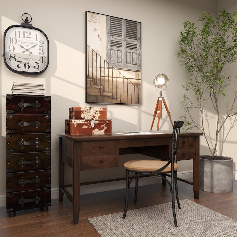 Brown Leather Handmade Box with Hinged Lid (Set of 2) - S/2 14", 17"W