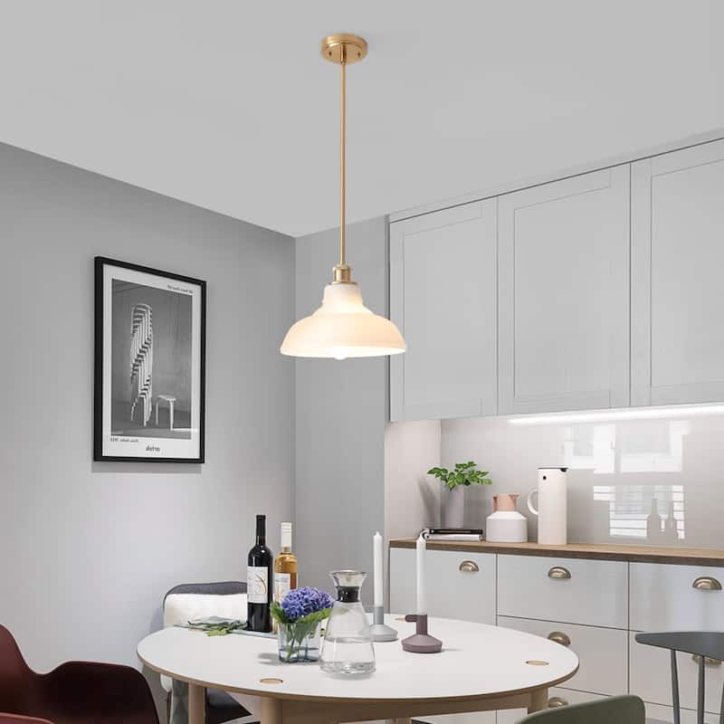 1-Light Farmhouse Metal Hanging Pendant Light Kitchen Island with Glass Cover for Dining Room