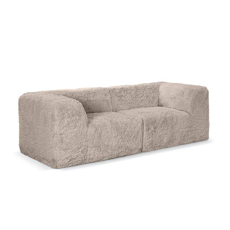 Furniture of America Ylena Modern 2-Piece Faux Fur Foam Modular Compressed Loveseat