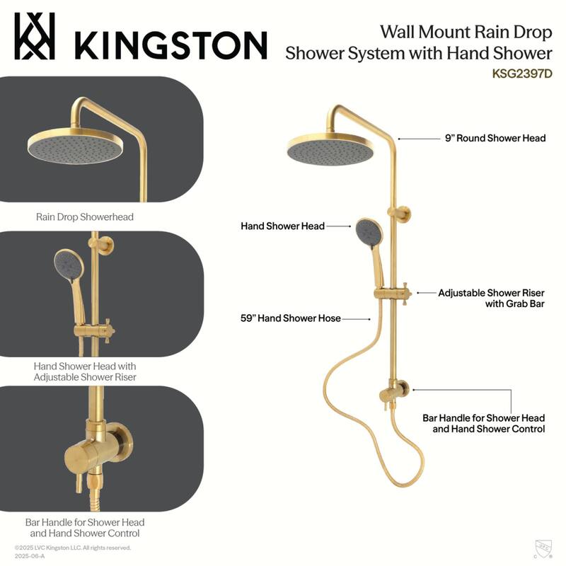 Kingston Brass Concord Wall Mount Rain Drop Shower System with Hand Shower