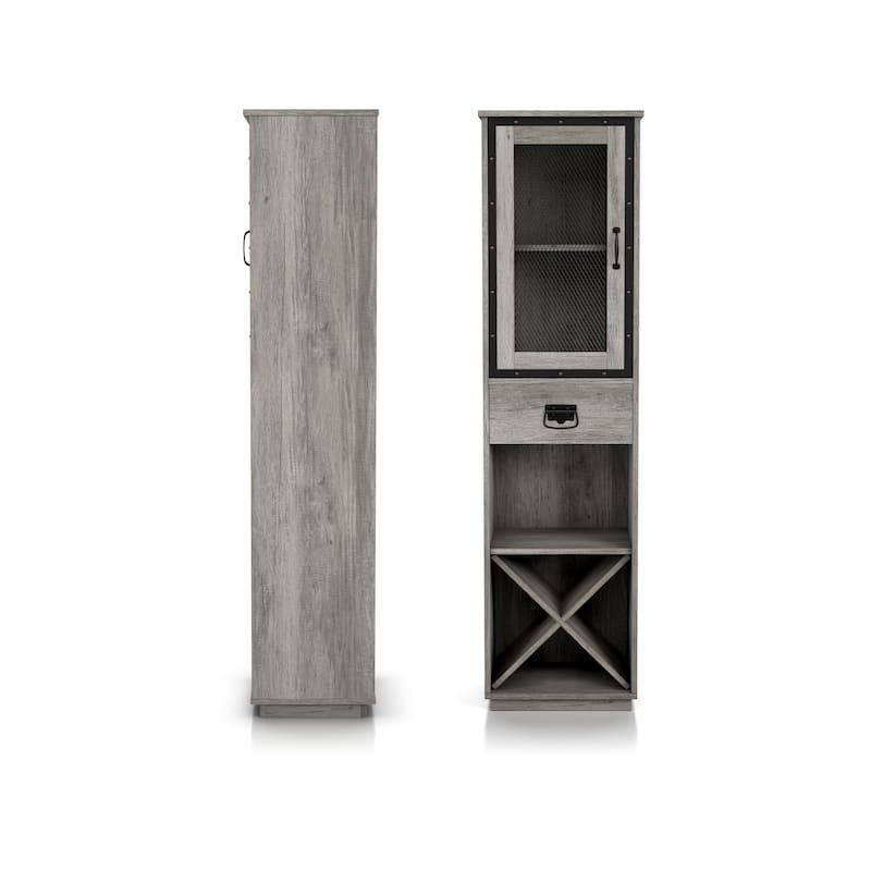 DH BASIC Industrial 3-shelf Tower Cabinet with Wine Bottle Storage by Denhour