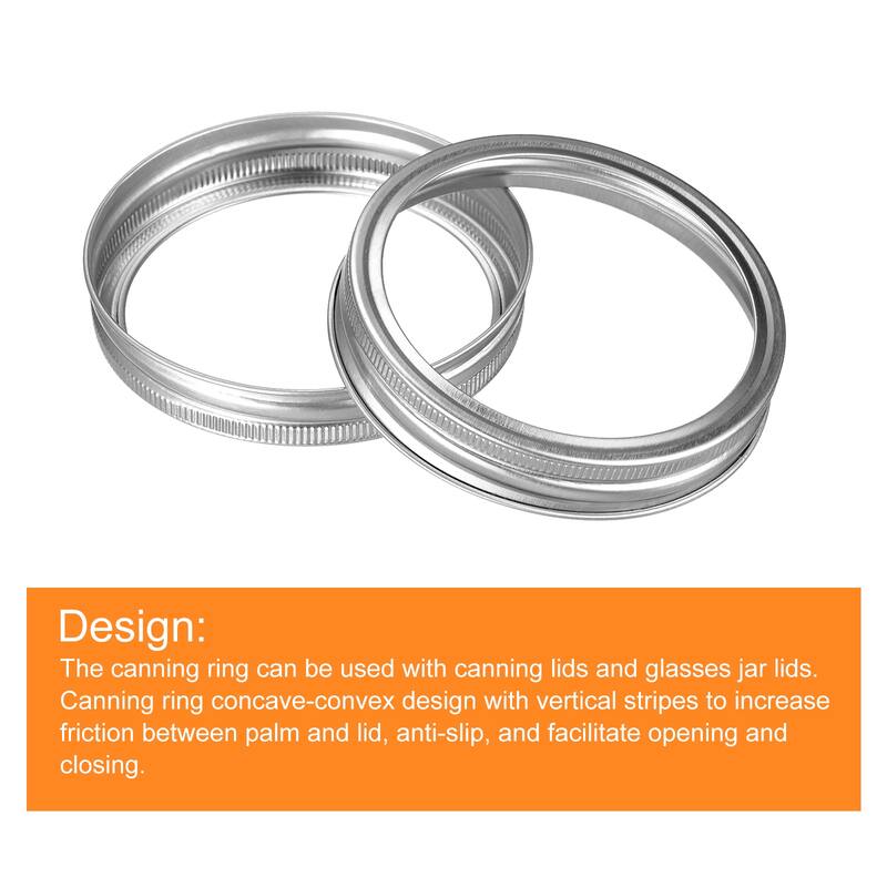 Canning Jar Rings, 10 Pcs Tinplate Replacement Bands Wide Mouth - Silver - 86mm