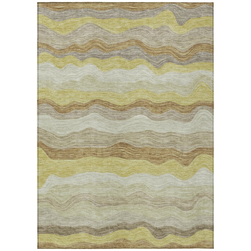Machine Washable Indoor/ Outdoor Ombre Stripes Chantille Rug