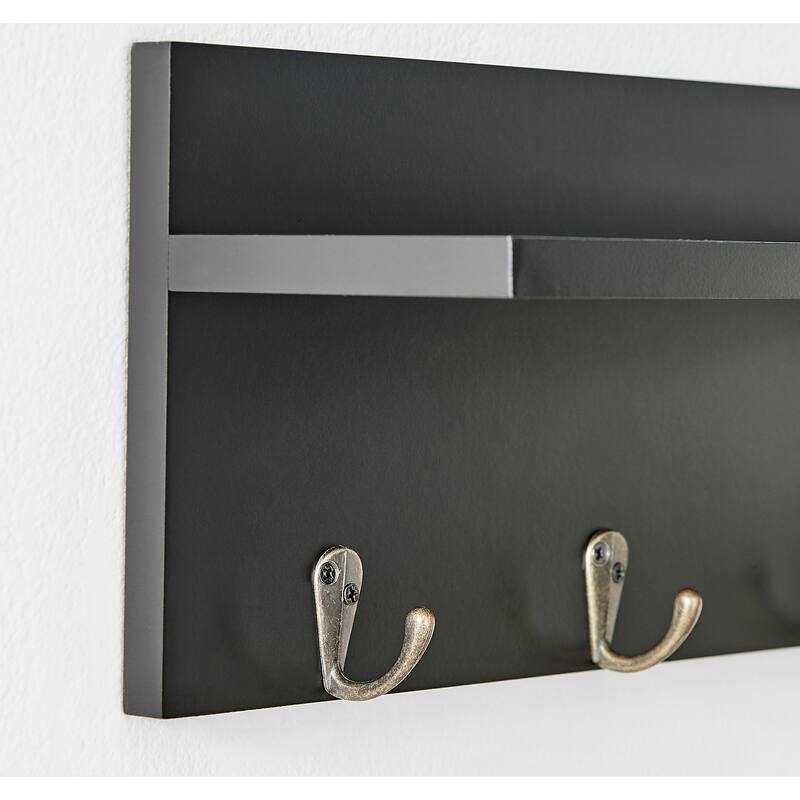 Danya B. Utility Entryway Shelf with Pocket and Hanging Hooks