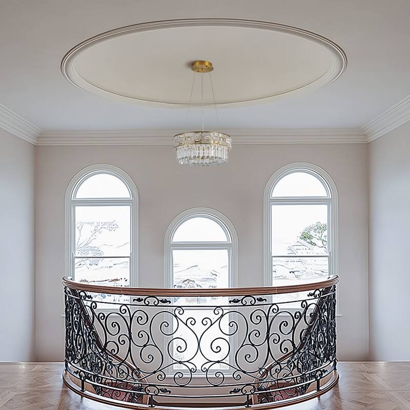 KAYLA Crystal Chandelier - Large K9 Crystal Pendant Light for High Ceilings, Entryway, Foyer, Dining Room & Living Room