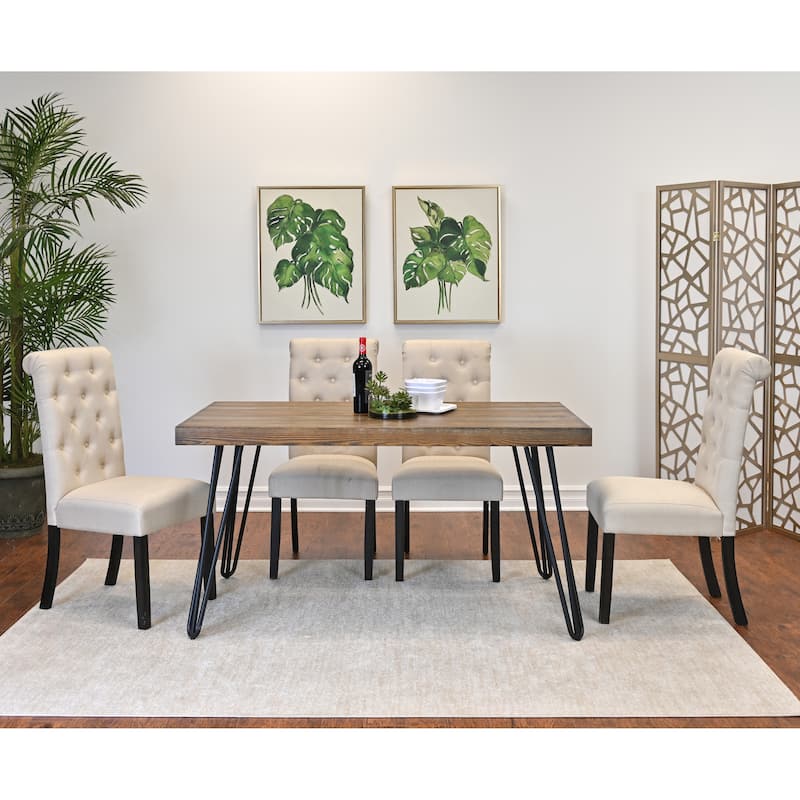 5-Piece, Dining Table Set Stylish Dining Table Set with Hairpin Dining Table and 4 Chairs, for Kitchens and Dining Rooms - Brown