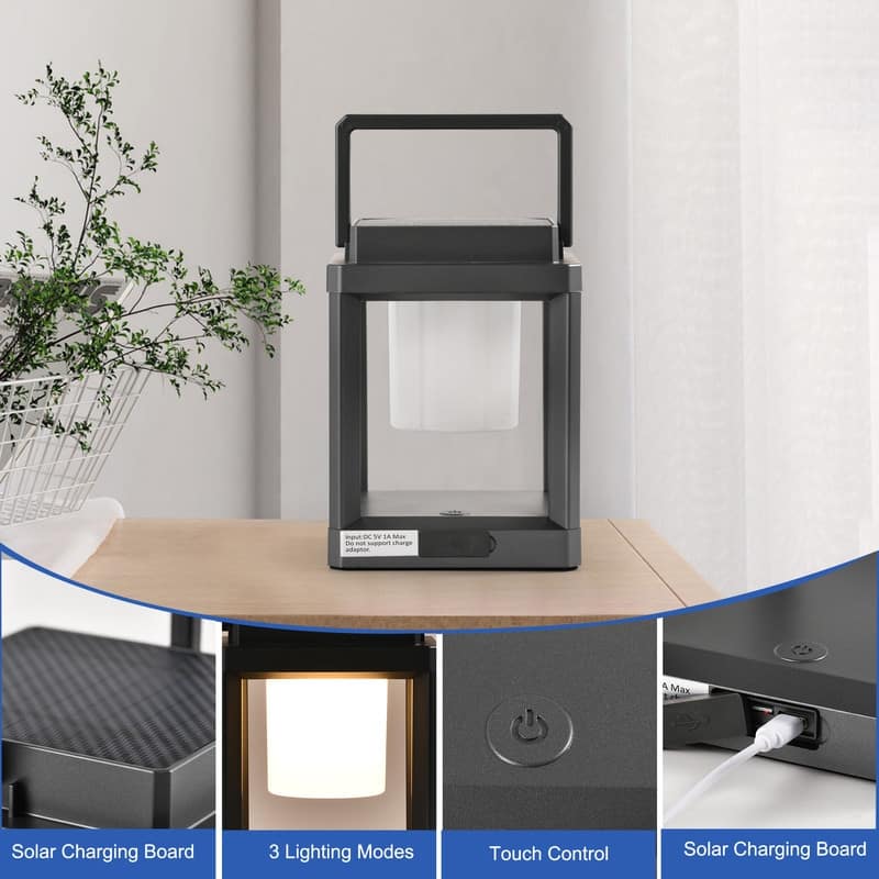 7.4" Outdoor Solar Lantern With LED Light Battery Powered, Durable & Stylish