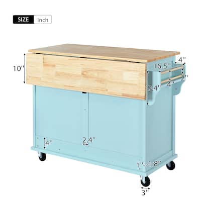 Moccha Kitchen Island, Stationary Island Table With 2-Door Storage Cabinet, 2 Open Shelves, 2 Drawers, 6-Tier Spice Racks, Wood Kitchen Counter For Dining Room, 29.5"D X 39.5"W X 38"H, White