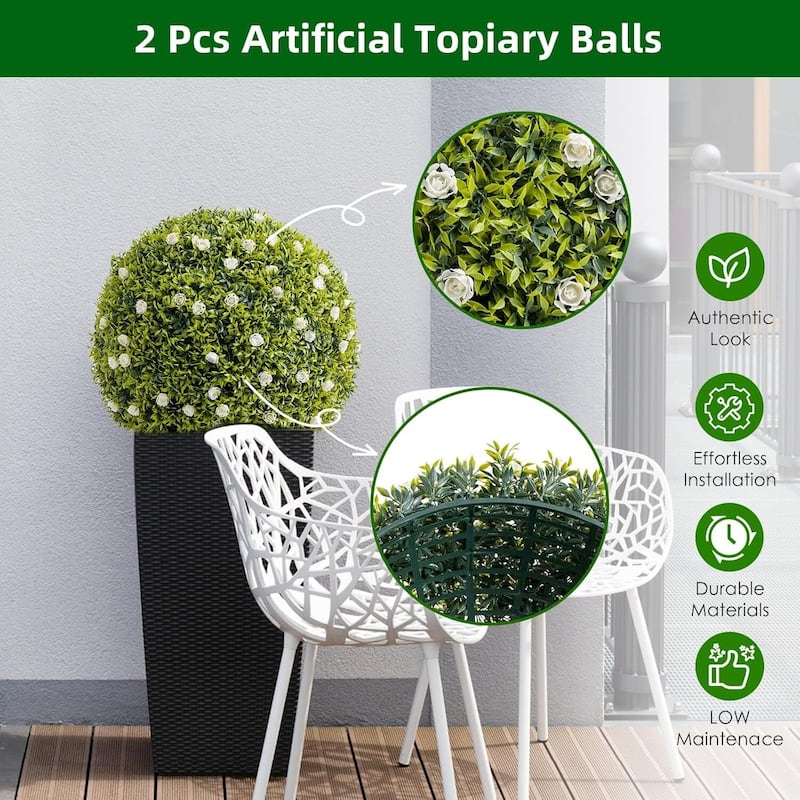 4 Pack 12.5" Artificial Flowers Topiary Balls for Home Decor, Wedding - 12.6 inch
