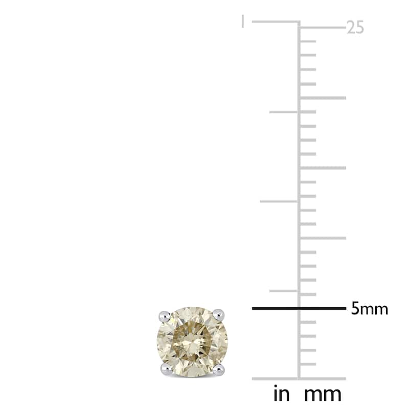 Miadora 14k White Gold 1 1/2ct TDW Brown Diamond Solitaire Stud Earrings