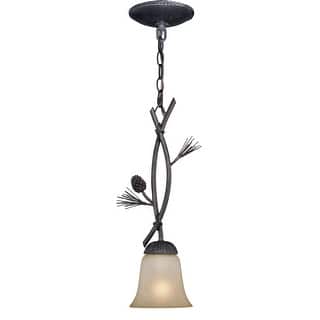Sierra Bronze Rustic Pinecone Mini Pendant Ceiling Light - 5.75-in W x 19.75-in H x 5.75-in D