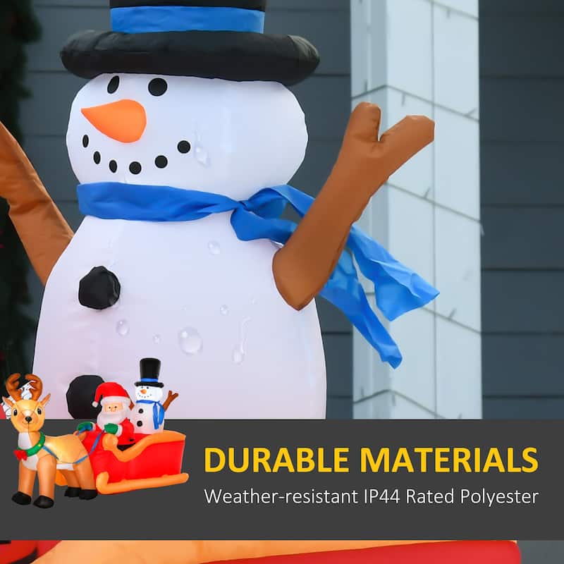 HOMCOM 4.2 ft. Inflatable Santa and Reindeer Decoration, Inflatable Snowman Christmas Decoration - 78.75"L x 31.5"W x 50.5"H