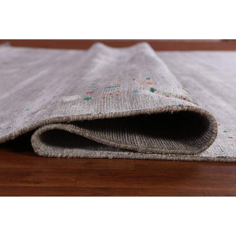 Hand Knotted Oriental 100% Wool Carpet Tribal Tribal Greys & Charcoal Gabbeh Area Rug - 11' 4'' X 8' 10''