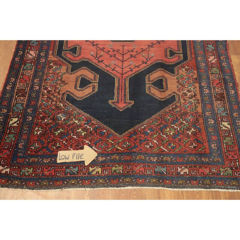Hand Knotted Oriental 100% Wool Carpet Traditional Medallion Navy Blue & Blues Malayer Area Rug - 6' 8'' X 4' 2''