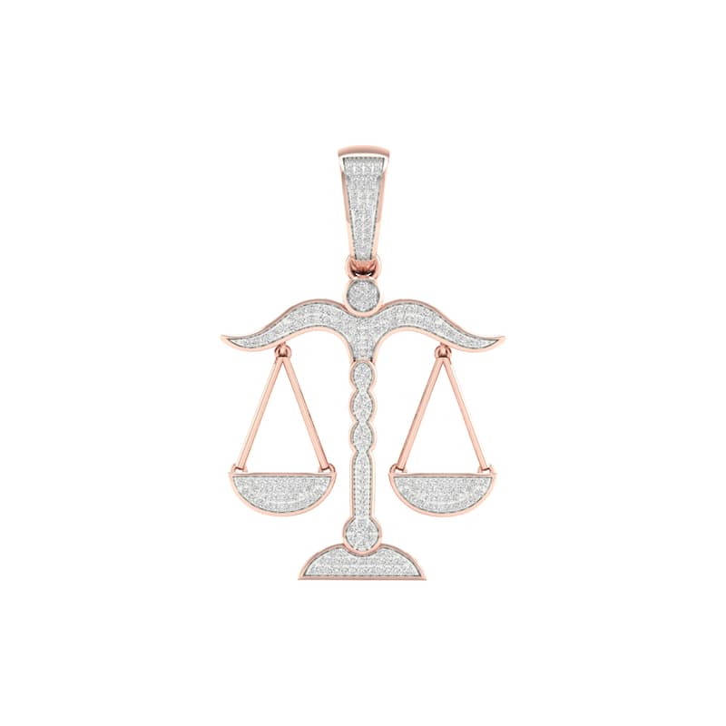 1/2ct TDW Diamond Scales of Justice Pendant in 10k Gold for Men - Rose