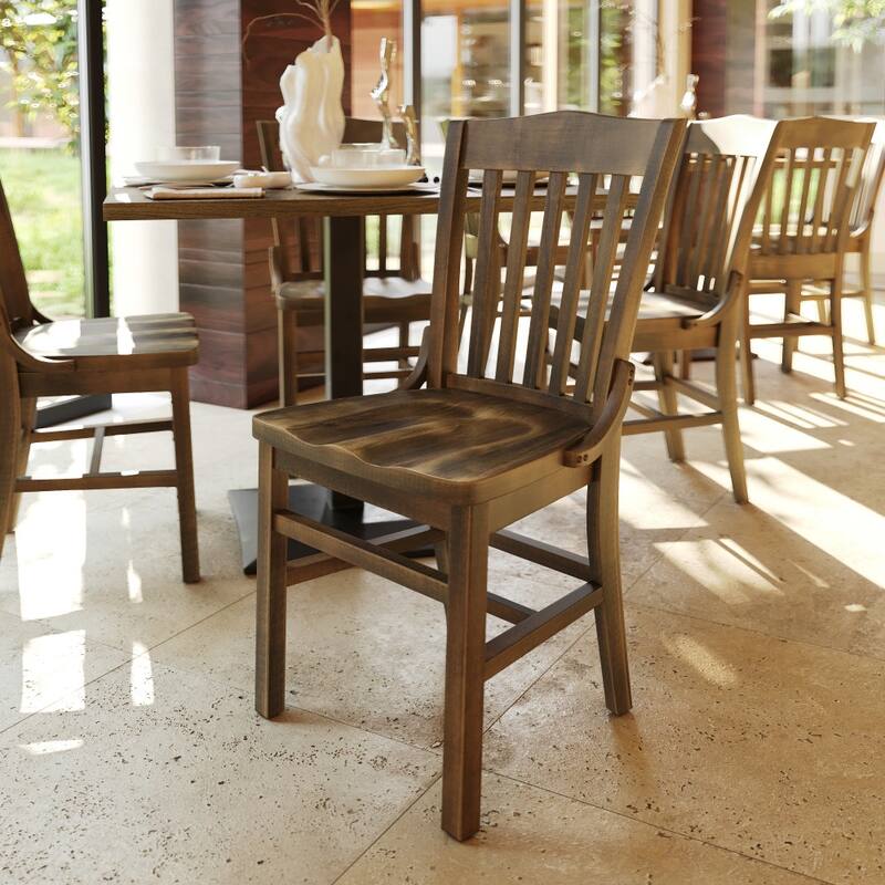 School House Back Wooden Restaurant Dining Chair - 18.5"W x 21.5"D x 35"H