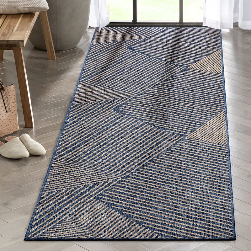 Well Woven Medusa Linden Indoor Outdoor Striped Modern Area Rug