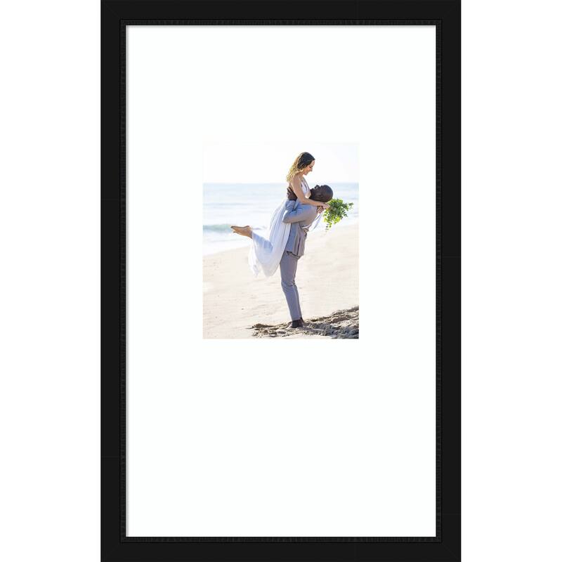 Avon Black Narrow Framed Picture Frame, Photo Frame - 16x26 Matted White 8x10