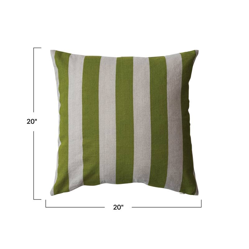 Cotton and Linen Striped Pillow - 20.0"L x 20.0"W x 1.0"H