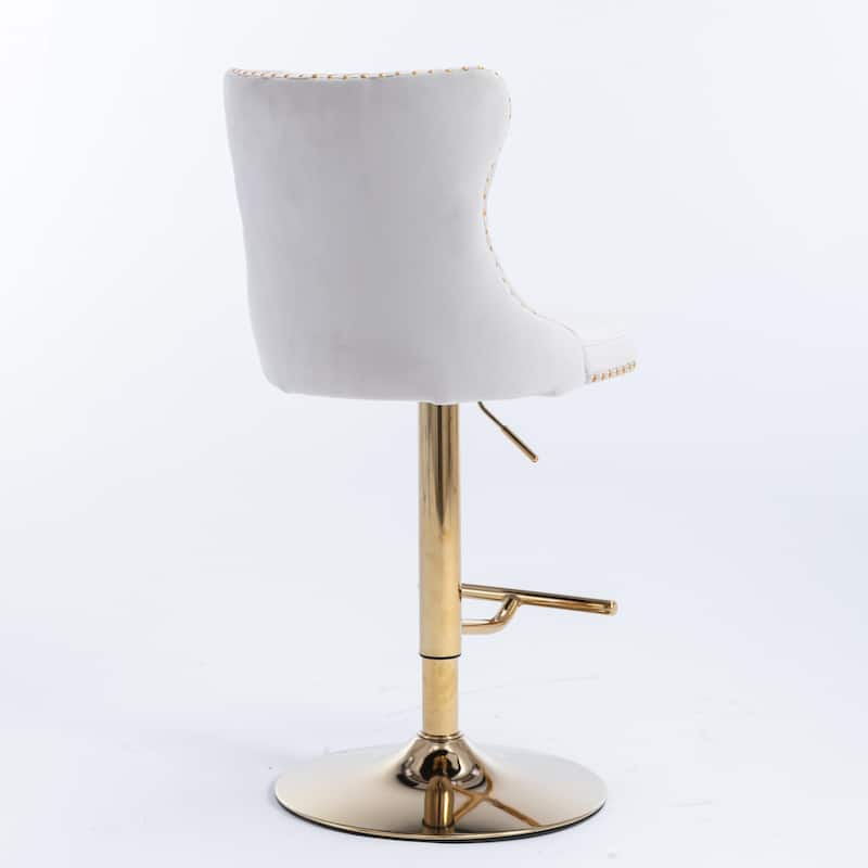 Barstools Adjusatble Seat Height,Upholstered Bar Stools with Backs Tufted for Home Pub and Kitchen Island,Set of 2