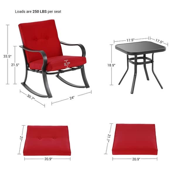 dimension image slide 1 of 6, Bonosuki 3-piece Rocking Chair Patio Bistro Set with Side Table