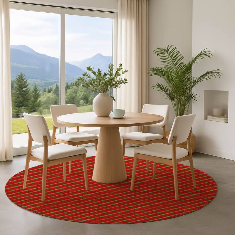 Premium Washable Super Soft Angle Stripe Mayfield Rug - Merlot - 8' x 8'