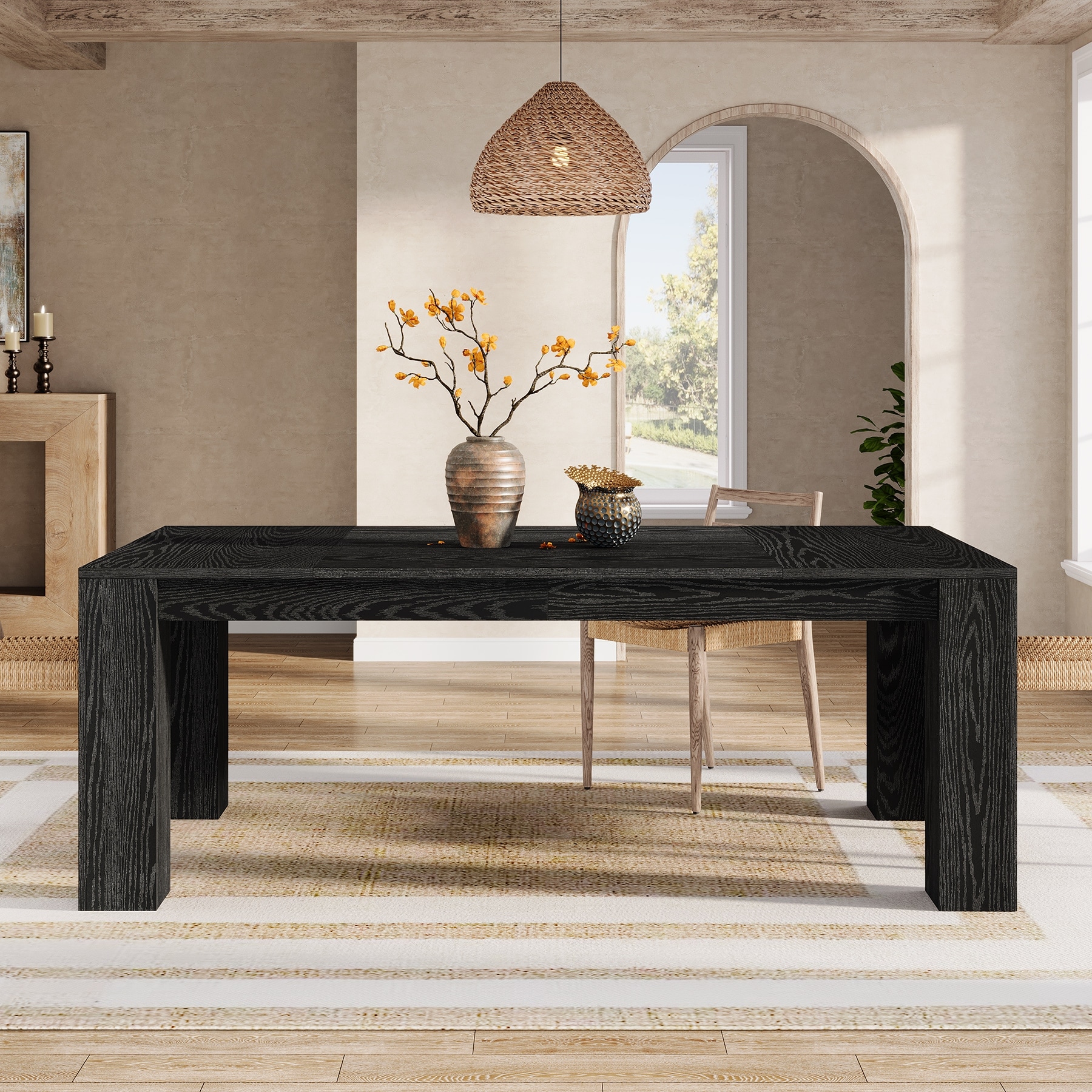 63 Inches Rectangular Modern Wood Dining Table for 4 - On Sale