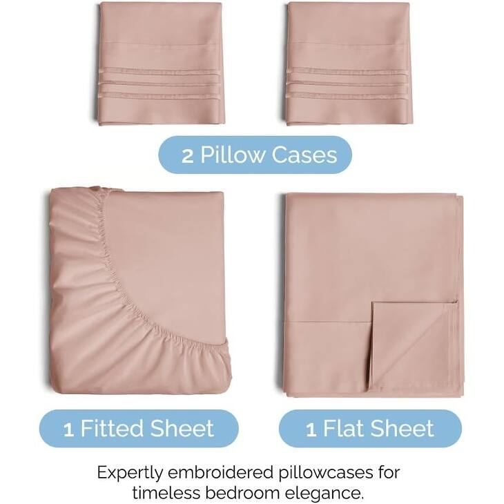 CGK Linens 4 Piece Solid Microfiber Deep Pocket Soft Bed Sheet Set