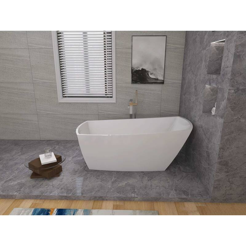 Peter Soaking Single Slipper Rectangular Bathtub in Glossy White