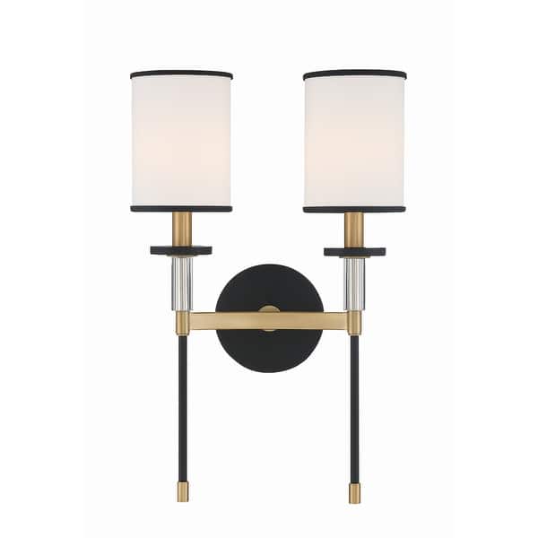 slide 2 of 7, Hatfield 2 Light Black Forged & Vibrant Gold Wall Mount - 12"W x 18.5"H x 6"D 12"W x 18.5"H x 6"D