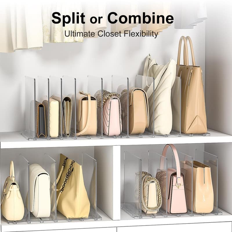 Adjustable Acrylic Purse Organizer – Shelf Divider for Closets