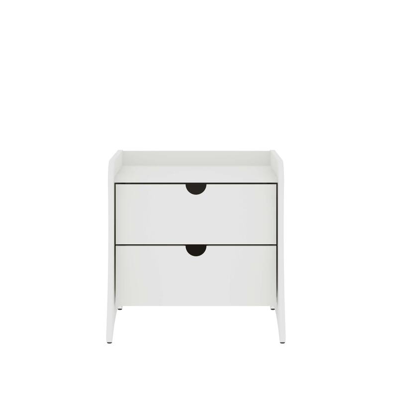 20-Inch White Nightstand with 2 Drawers, Mid-Century Modern Design for Bedroom - White