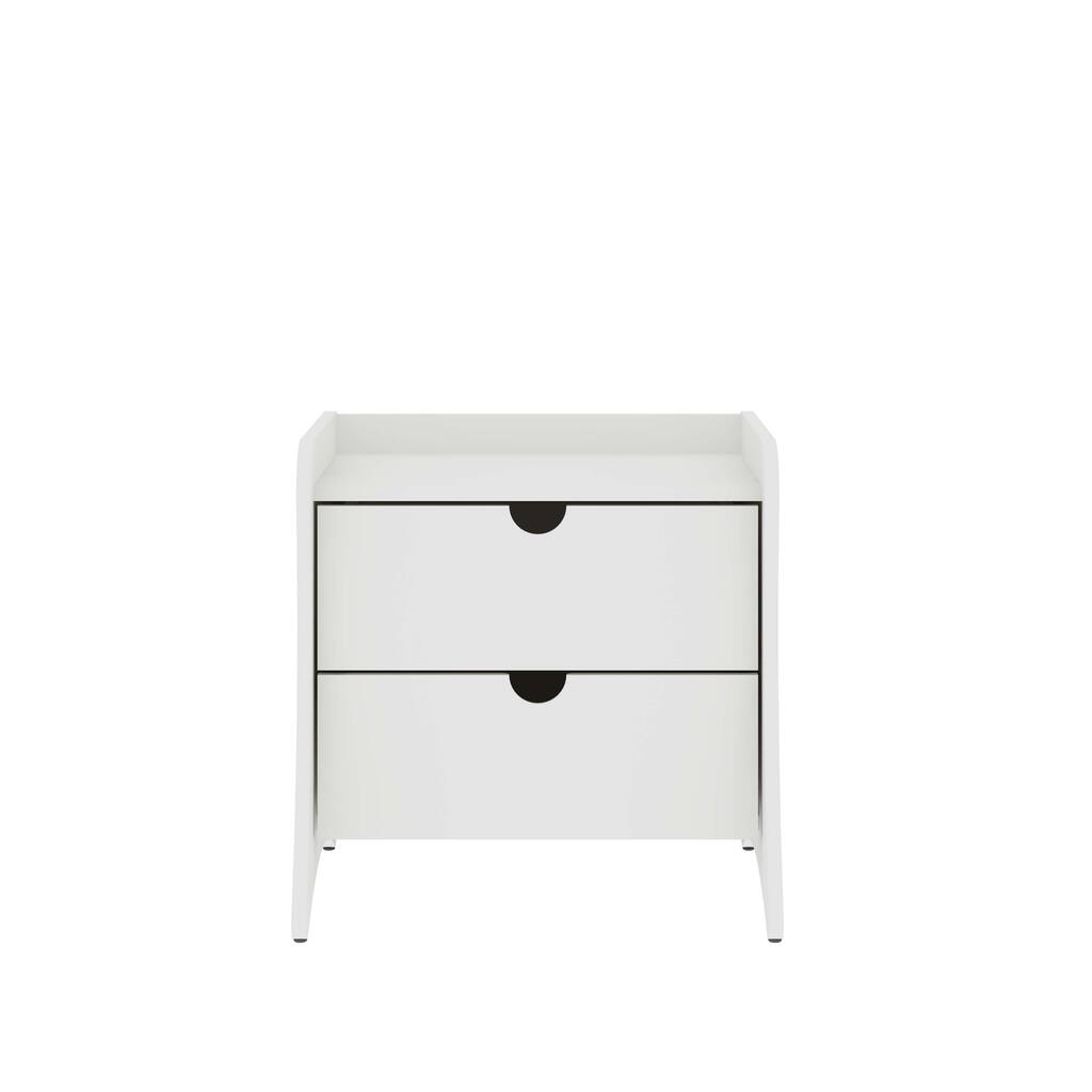 20-Inch White Nightstand with 2 Drawers, Mid-Century Modern Design for Bedroom