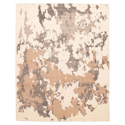 ECARPETGALLERY Hand-knotted Tangier Cream Wool Rug - 8'0 x 10'0