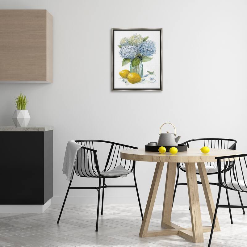Stupell Hydrangeas & Lemons Vase Framed Floater Canvas Wall Art Design By Patti Bishop