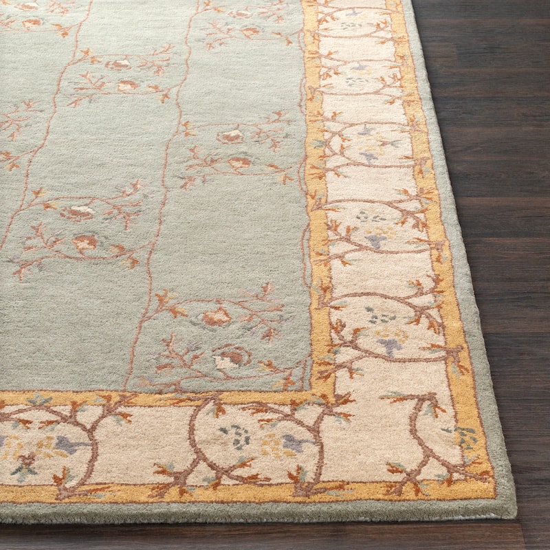 Hand tufted Calhoun Floral Wool Slate Gray Area Rug - 3' x 12' Runner