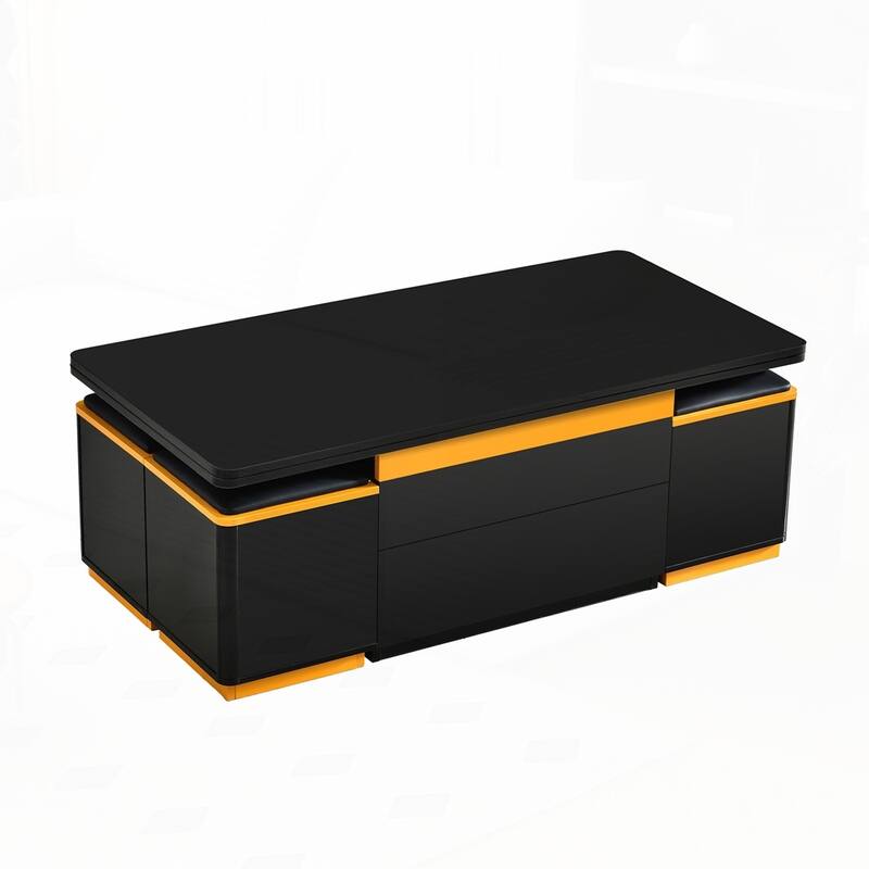 Lift-Top Coffee Table with 4 Storage Stools