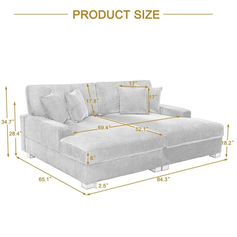 Oversized Modular Sectional Sofa Set with Pillows for Living Room