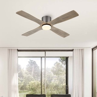 MLiAN 48" DC Flush Mount Ceiling Fan with Light Kit and Remote Control