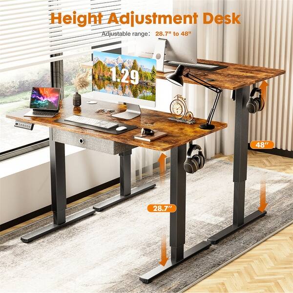 Egomatic Rising Desk Electric Standing Desk w/Drawer Adjustable Desk Ergonomic Rising Desk ...