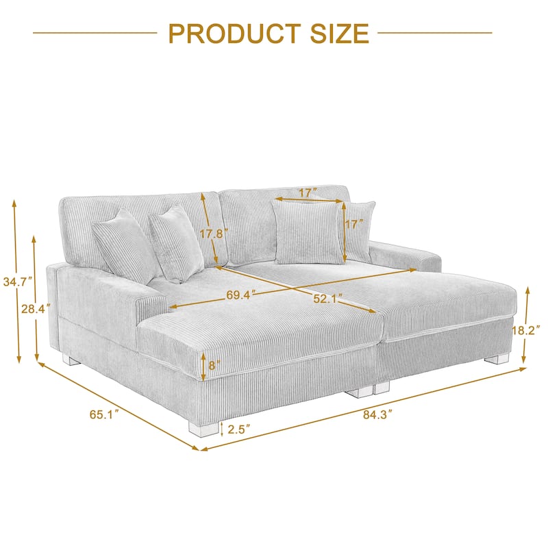 Oversized Modular Sectional Sofa Set with Pillows for Living Room