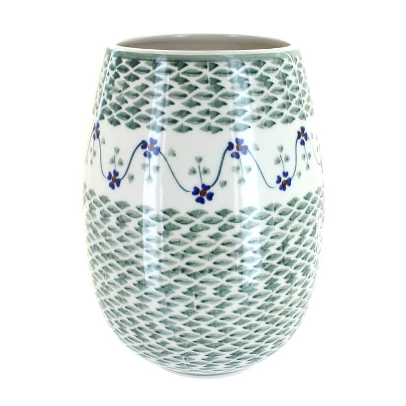 Blue Rose Polish Pottery W020 Manufaktura Vase - Sage Floral