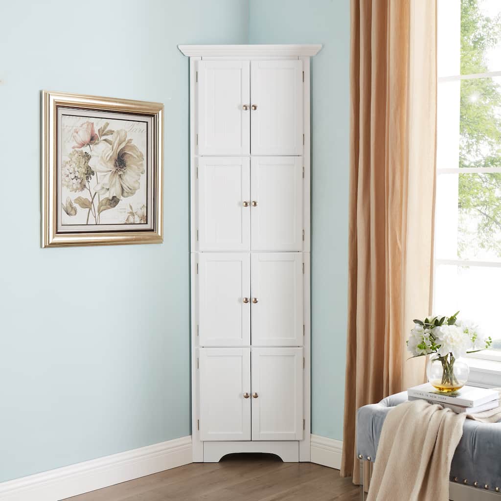 Classic Storage Cabinet Entryway Cabinet with 4 Adjustable Shelves, Corner Cabinet Accent Cabinet Sideboard
