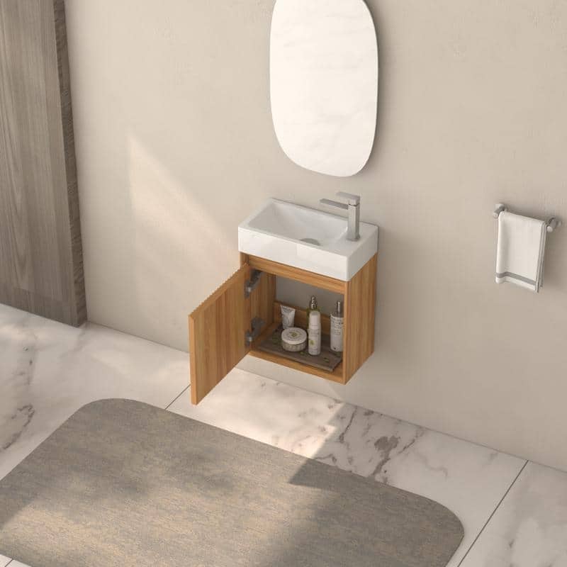 Bathroom Vanity with Sink Small Wall Mounted Storage Cabinet - 16" W x 19.29" H