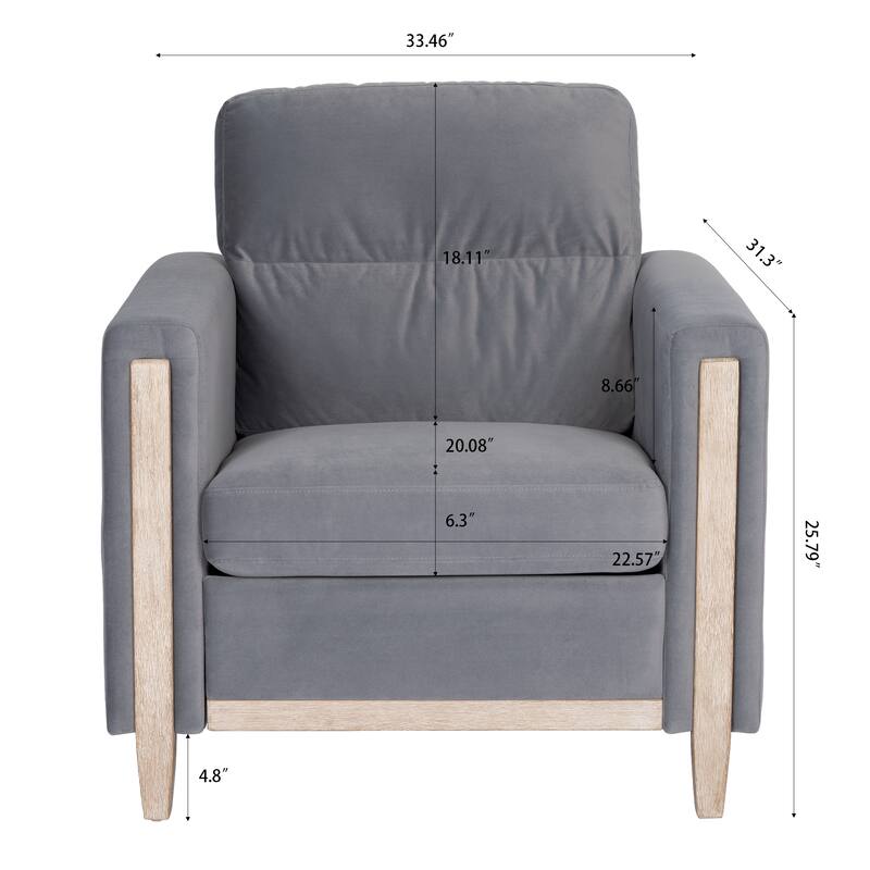 Stylish Living Room Sofa with High-Resilience Foam and Rubber Wood Legs - Easy Assembly