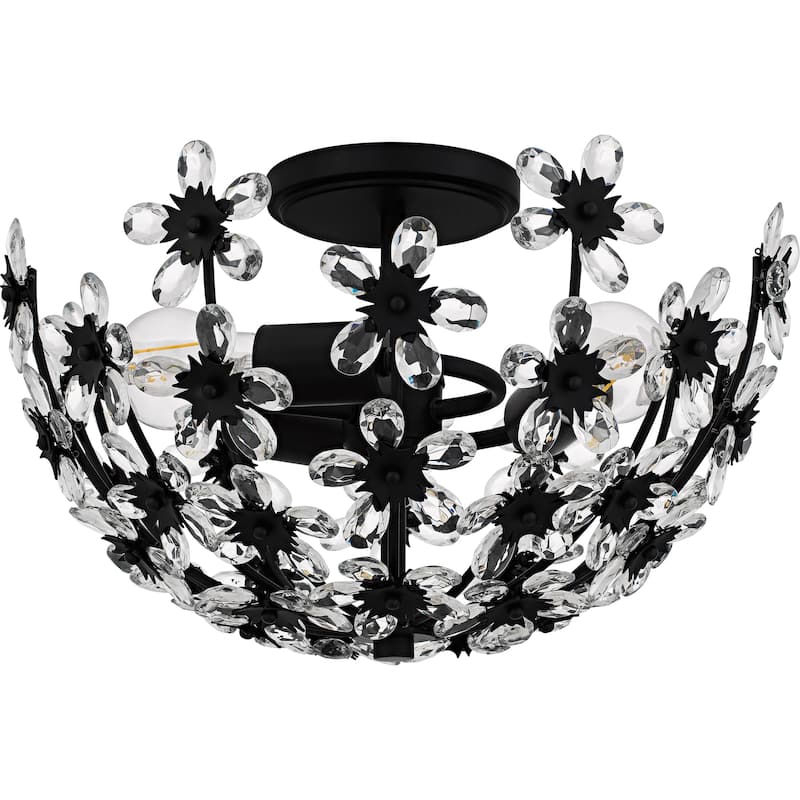 Rosemary 3-Light Matte Black Semi-Flush Mount