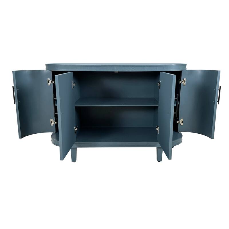47 Inch Sideboard with Adjustable Shelves, Curved Sideboard with 4 Doors