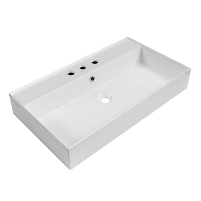 Whitehaus B-AG81-3H 31-7/8" Rectangular Vitreous China Wall Mounted