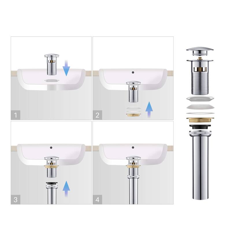 Bathroom Sink Pop Up Drain Stopper Full Cover with overflow